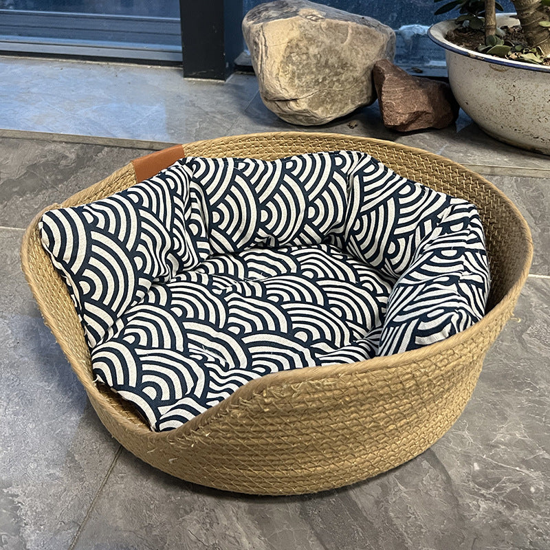 Handwoven Cat or dog Bed with Cooling Features for Pets