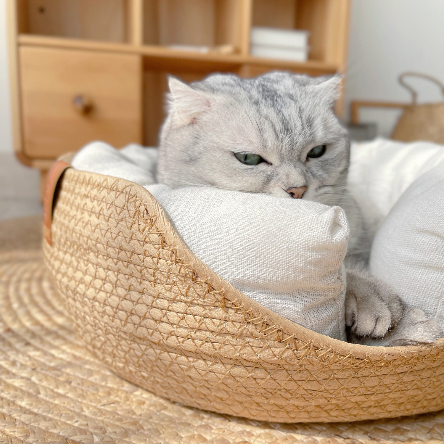 Handwoven Cat or dog Bed with Cooling Features for Pets