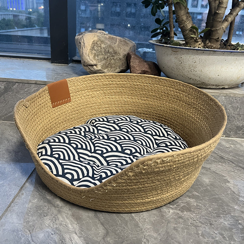 Handwoven Cat or dog Bed with Cooling Features for Pets